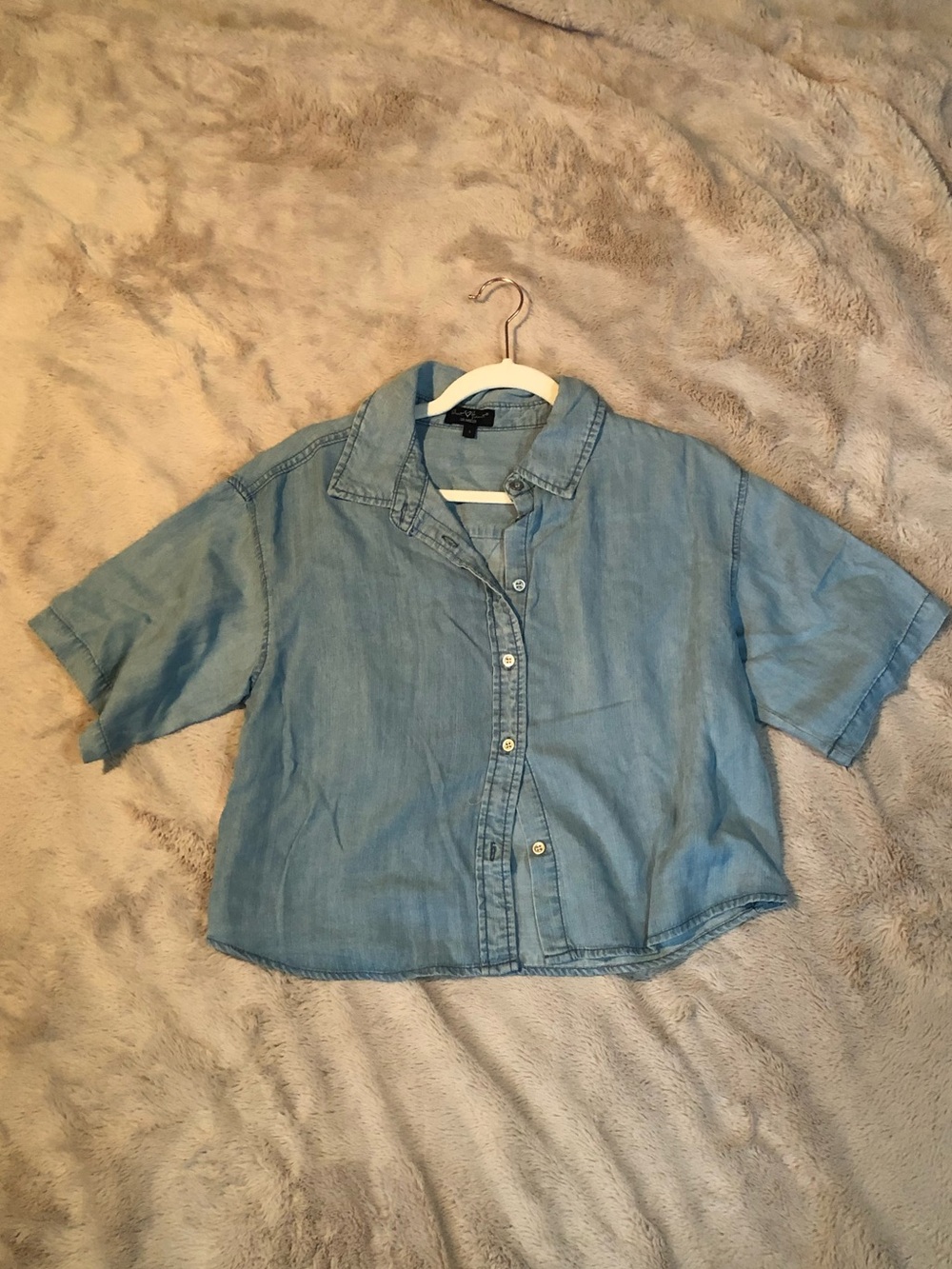 VELVET HEART LA Women’s S Blue Button Front Cropped Short Sleeve Top